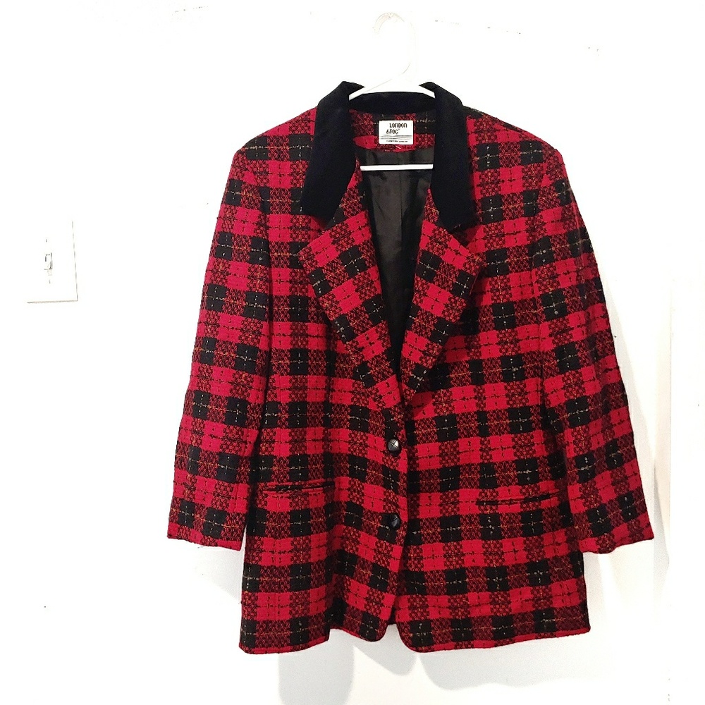 London Fog | Buffalo Check Pea Coat Size Large